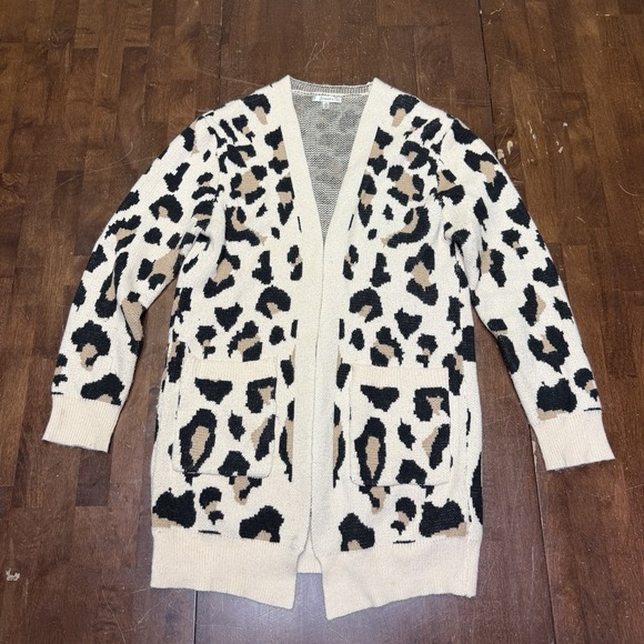 JODIFL Sweaters - Jodifl Open Front Leopard Long Cardigan Sweater Women's Medium Soft Fall Pockets